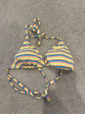 wild fable Multicolor Rainbow Stripe Triangle Bikini Top